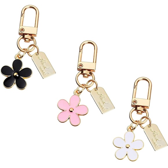 Pink Gold Flower Keychain Boutique Item Brand New - BAG CHARM - Picture 11 of 13